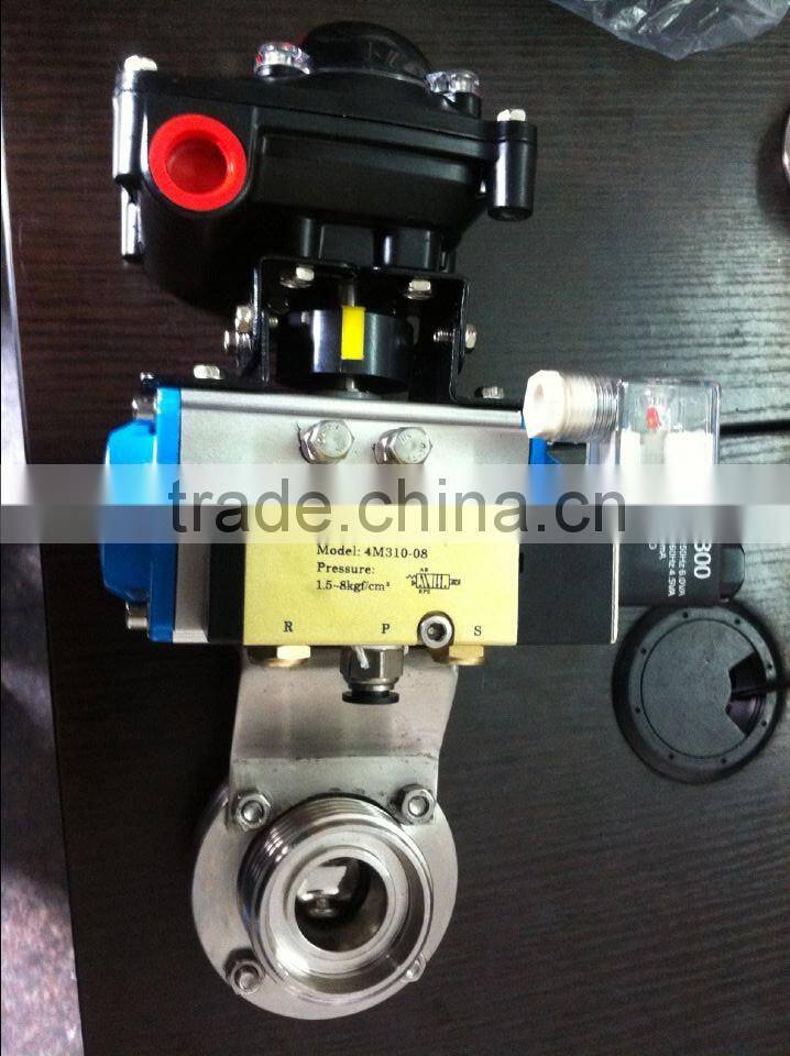 Stainless steel sanitary pneumatic thread butterfly valve