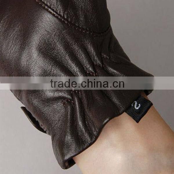 2014 Fancy Unisex Black Cut Finger Leather Glove