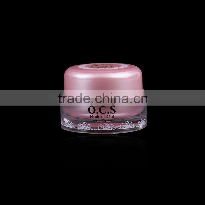 2016 new fashion pink clear UV gel polish 8ml glass empty bottle