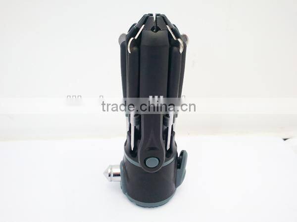 QC-208 12 IN ONE high quality multi function car emergency hammer , strong bright torch, screwdriver set, hand tool