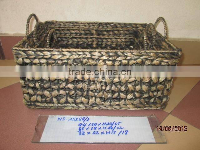New designs! Rectangular water hyacinth basket/storage basket/ decorative basket with 2 handle