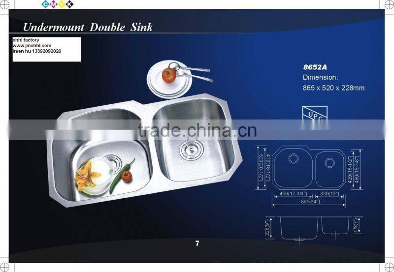 cUPC stainless steel industrial kitchen sink 8652A