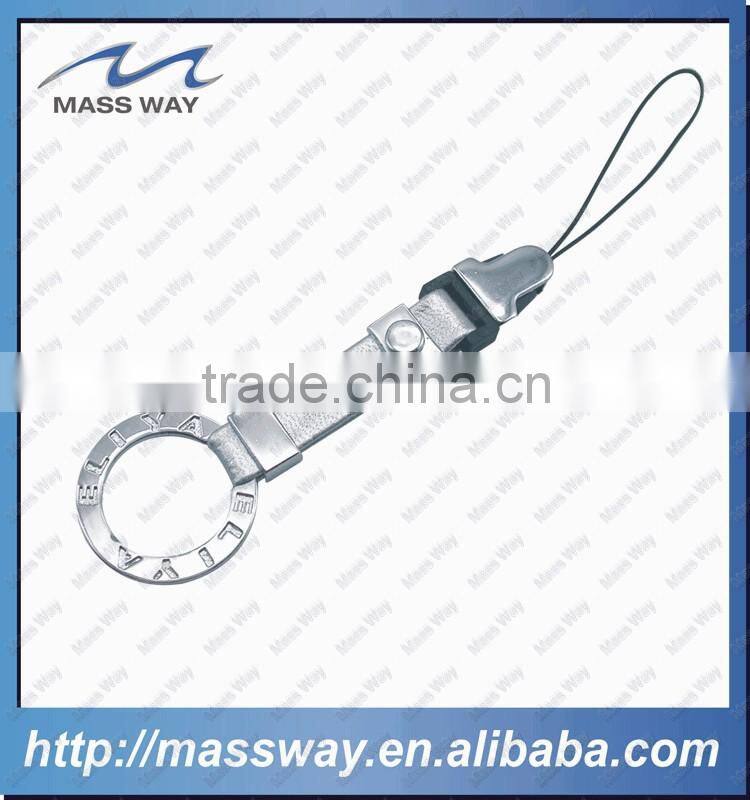 custom hang mobile Fashion really pink leather metal cell phone strap