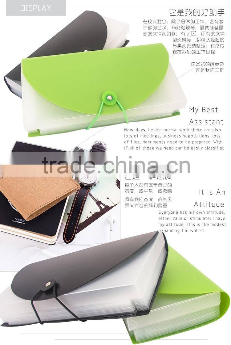 Eco-friendly PP Plastic Expanding File Wallet Case Expandable Document Bag
