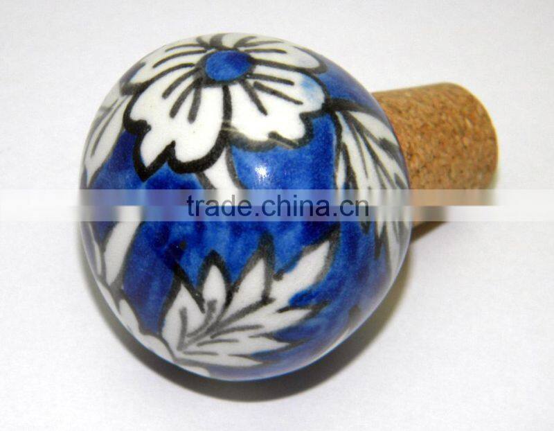 Image Artwork Sticker Ceramic Bottle Stopper with Cork attachment