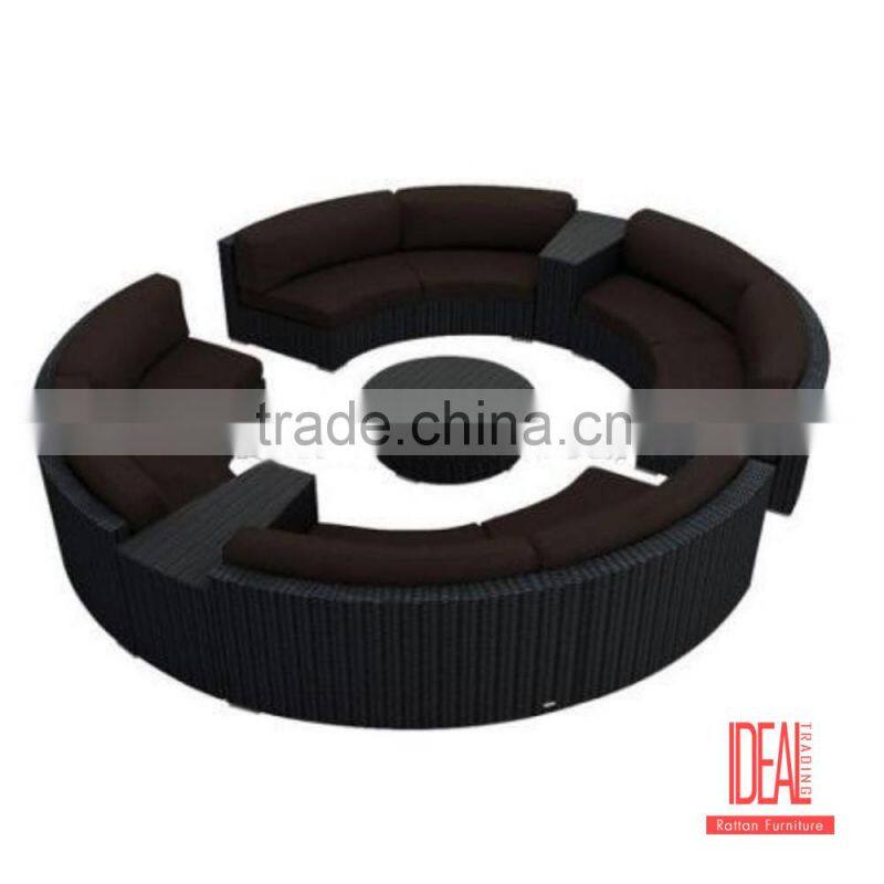 2016 hot sellling good quality rattan outdoor furniture half round sectional sofas