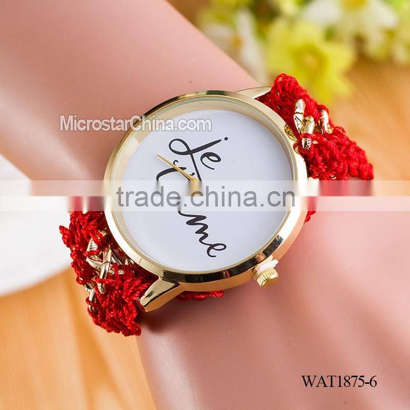 New Classic Geneva Ethnic Braided Analog Quartz Chain jetaime stainless steel watch