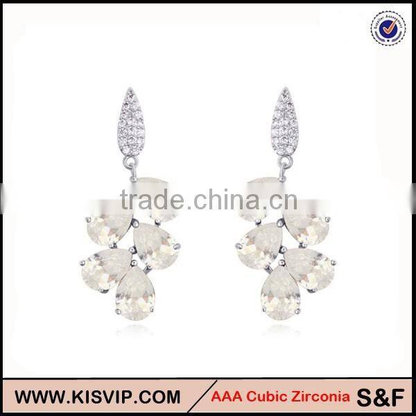 MOQ 5 PCS Fashion Women Earring Gold Earrings With Aquamarine