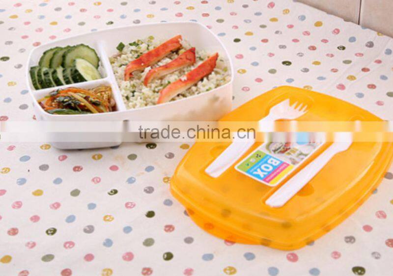 The new 2016 built-in three bento boxes Easy to carry the environmental protection plastic lunch box set of box of wholesale
