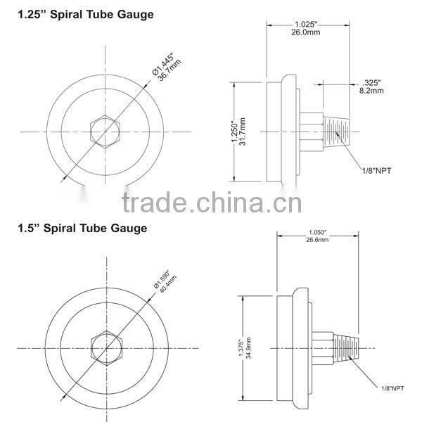 High quality back mount 25mm fire extinguisher pressure manometer