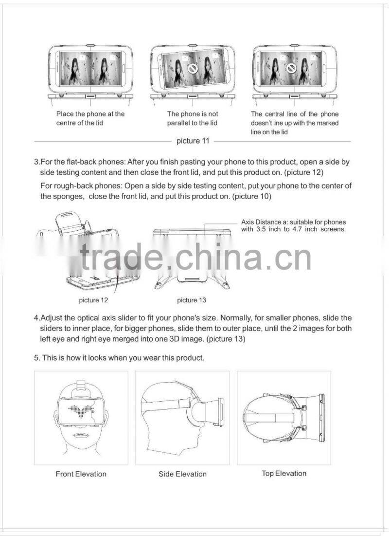 silicone 3D VR GLASSES virtual reality headset box case mobile VR headcase with button key