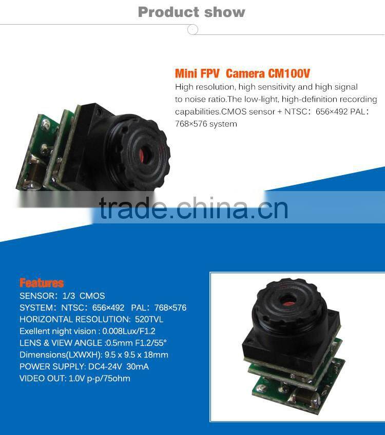 Small than finger 520tvl HD 1gram lightest 0.008Lux mini FPV camera