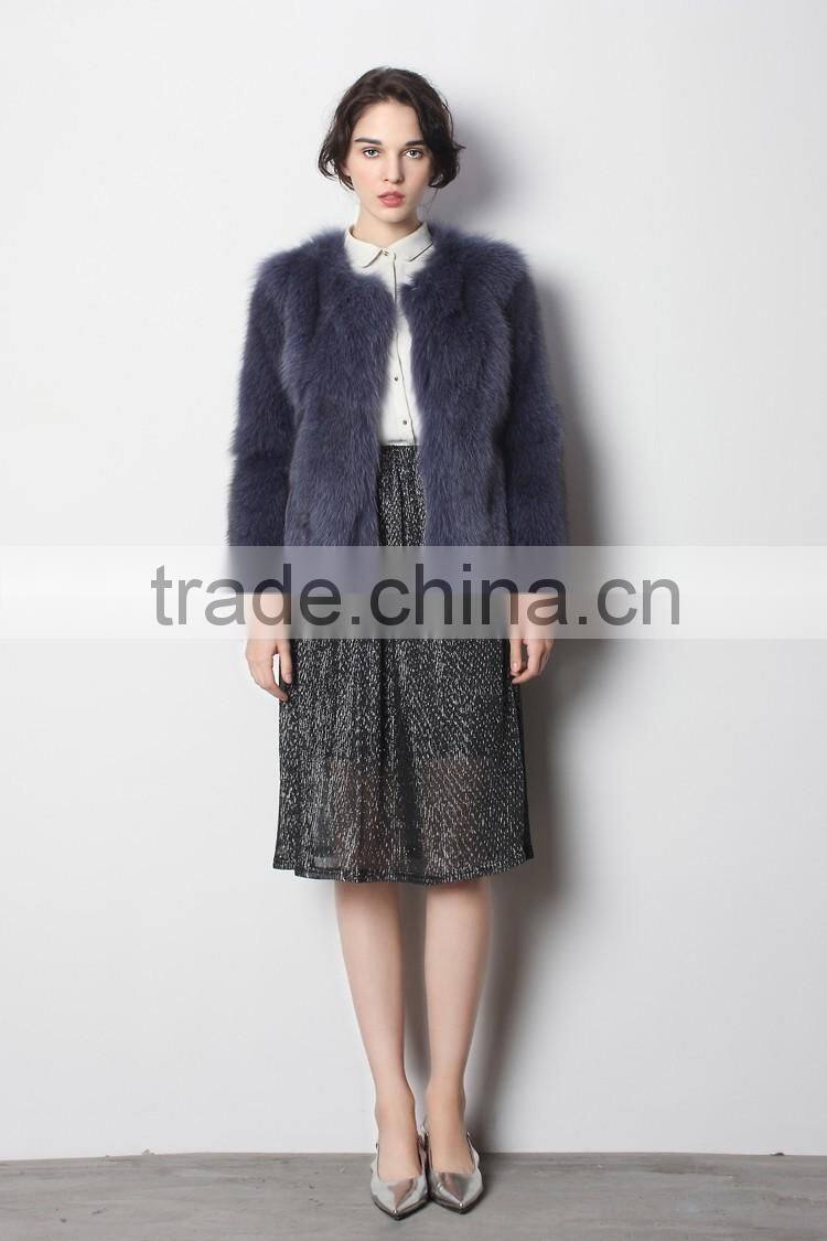 New Arrival Purple Fox Fur Short Jacket for Luxurious Women