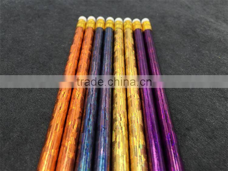 High quality HB Round 7 inch wooden laser foil hot transfer printing Pencil