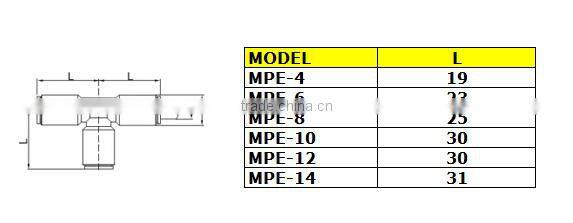 MPE T-shape Pneumatic Brass Connector