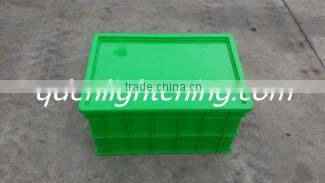 Rectangular stackable HDPE plastic turnover box with lid