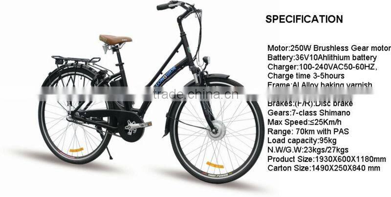 250W motor bike Elektro-Fahrrad electric bicycle /pedelec bike trekking electric bicycle