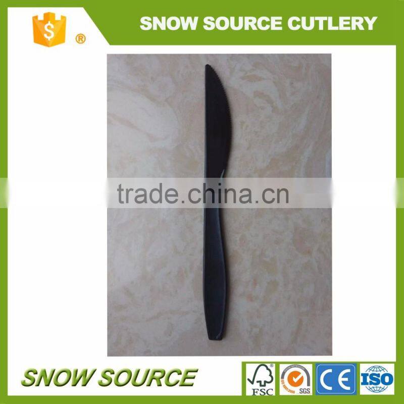 Heavy weight disposable black PS material plastic cutlery sets