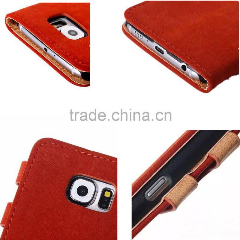 Belt clip custom design genuine leather mobile phone case cover for samsung s6