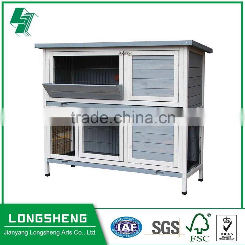 Wooden rabbit cage with feeder