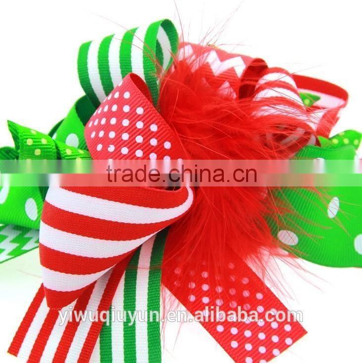 Christmas Style Woven Crochet Elastic Band with feather clips Floral Headband Girls Hair Jewelry Photo Prop Craft