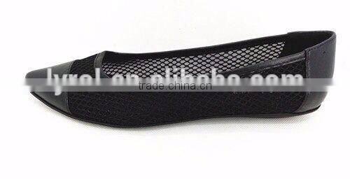 High quality latest women ballet shoes mesh material pointed pump shoes