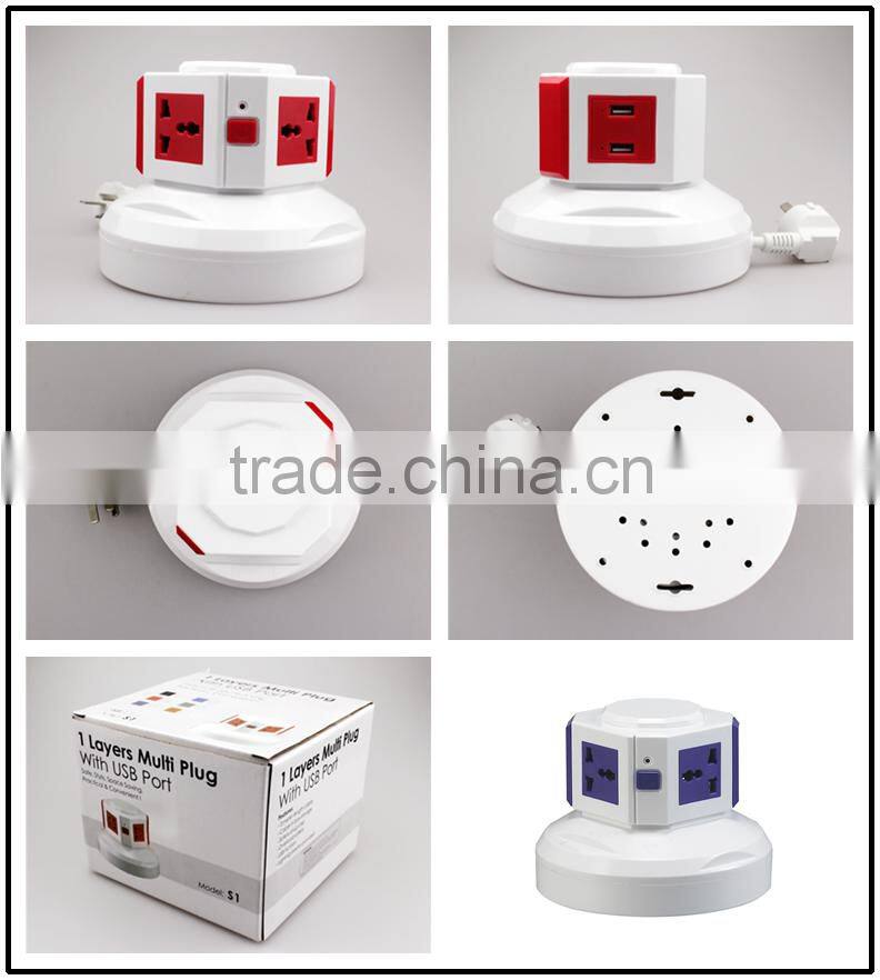 ME-S1 One Layer Vertical Rotary Socket of Multifunction plug socket with 5 meters power line