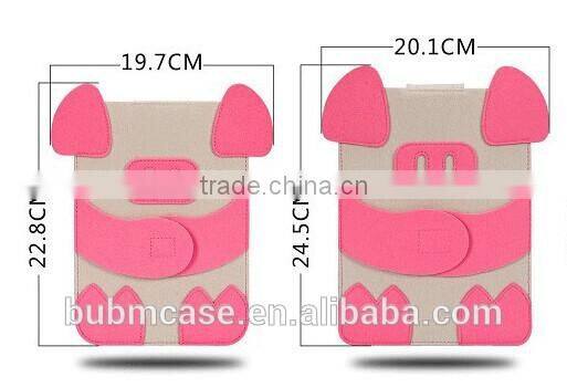 Red Color 7.9 inch Wool Felt Tablet Case Cute Cartoon Pig Bag Tablet Sleeve Tablet Pouch