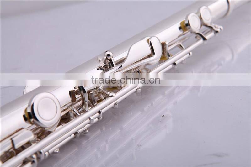 Musical instrument 17 open holes silver plated flute with Split E mechanism offset-G keys and B foot