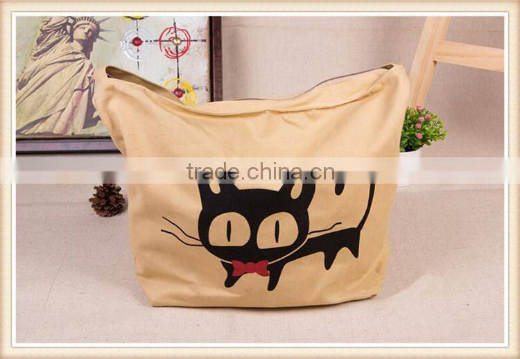 Cat pattern printing canvas tote bag