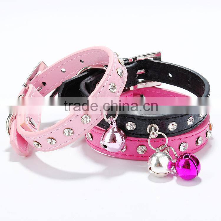 soft PU small bell custom metal chain dog collar dog collar PU chains01