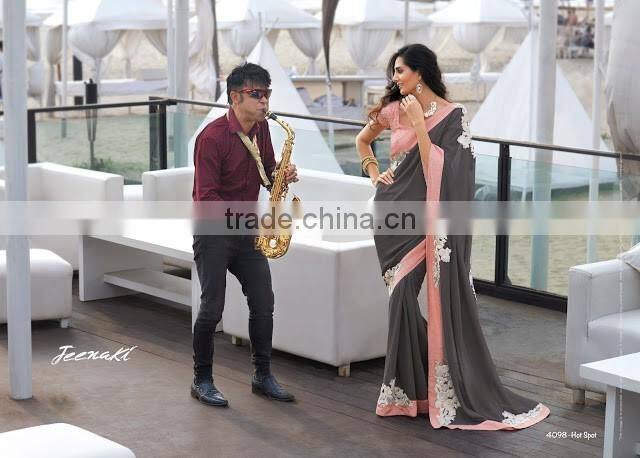 Casual Cream Georgette Designer Saree For Sale Online