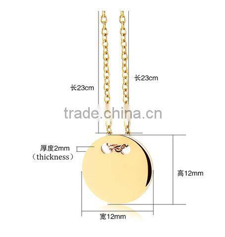 316L Stainless steel flat gold round pendant 18ct gold pendant