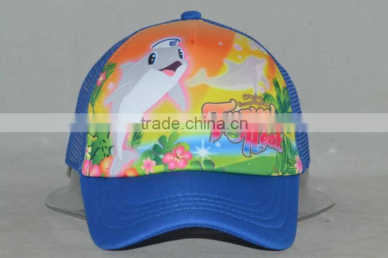 Guangzhou hat factory professional custom 100% cotton cute cartoon dolphin trucker hats