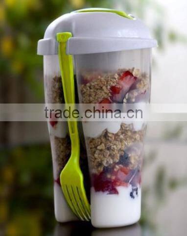 salad cup with fork 3 Piece Salad Container Set