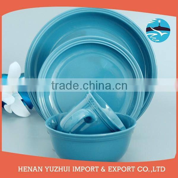 Hot sale embossment 16pcs blue striped dinnerware set/blue painted dinner set for promotion