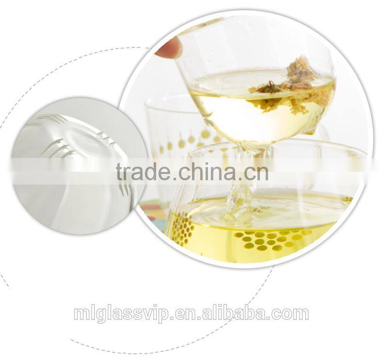 Borosilicate glass handblown glass teapot with glass infuser and two tea cups TZ319