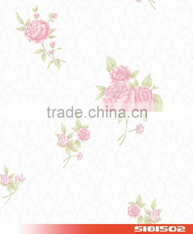 pink flower floral modern pvc wallpaper wallcovering S181507