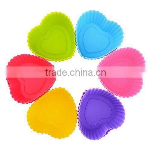 Cupcake Liners Cake Mold Muffin Cups Soap Mold Pudding Jelly Cube Heart Shapped Silicone Baking Cups