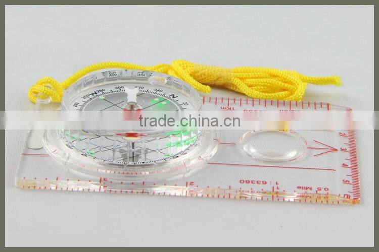 DC45-5W transparent plastic military compass with rope