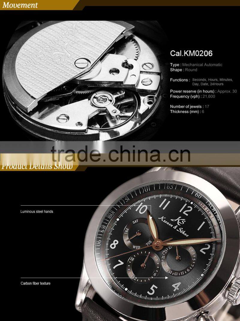 KS Navigator Automatic Mechanical Analog Men Leather Band Watch