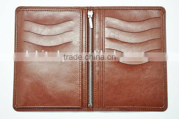 leather passport case with zipper pouch