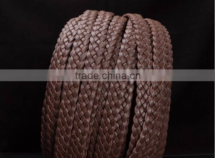 Factory Outlets OEM Brown Braided Flat Leather Cord Wholesale