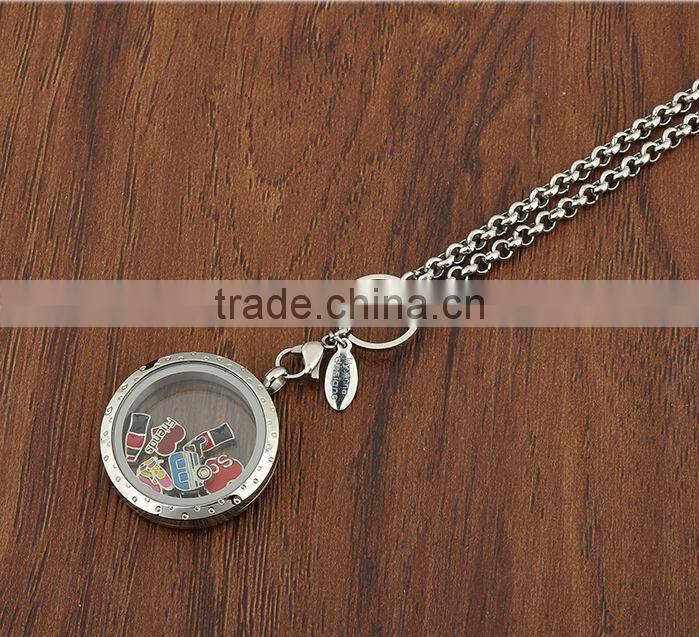 silver living glass floating locket pendant