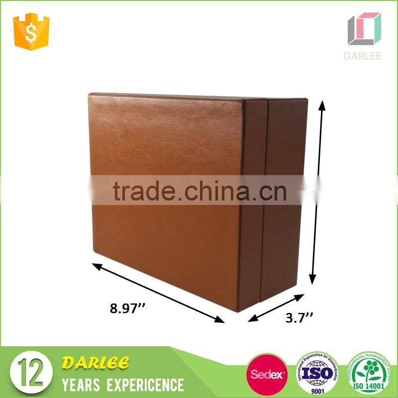 Shenzhen factory new design big a4 size leather paper box packaging with flip lid