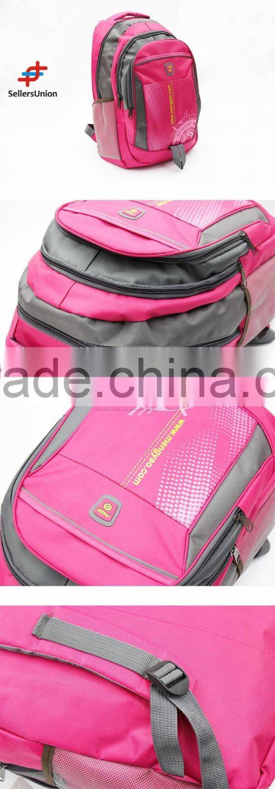 No.1 yiwu exporting commission agent wanted pink color fashion girls travel backpack