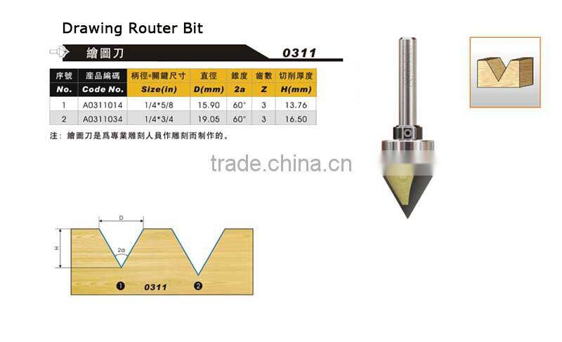 Arden CNC Router Bit Drawing Router Bit for Wood/ MDF/ Acrylic Cutting