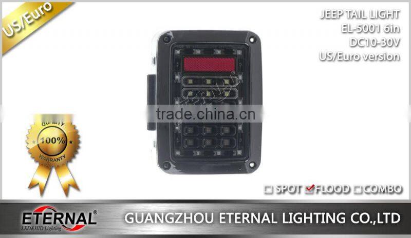 Jeep JK 07-16 led tail light reverse day time running brake signal light clear red amber rear light