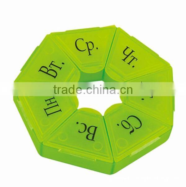 Seven Edge Shape Plastic Pill Box Organizer 7 Day