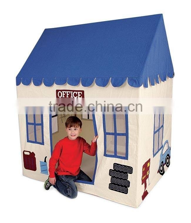 Wholesale OEM duty cotton canvas indoor wooden children toy house boy kids play tent house